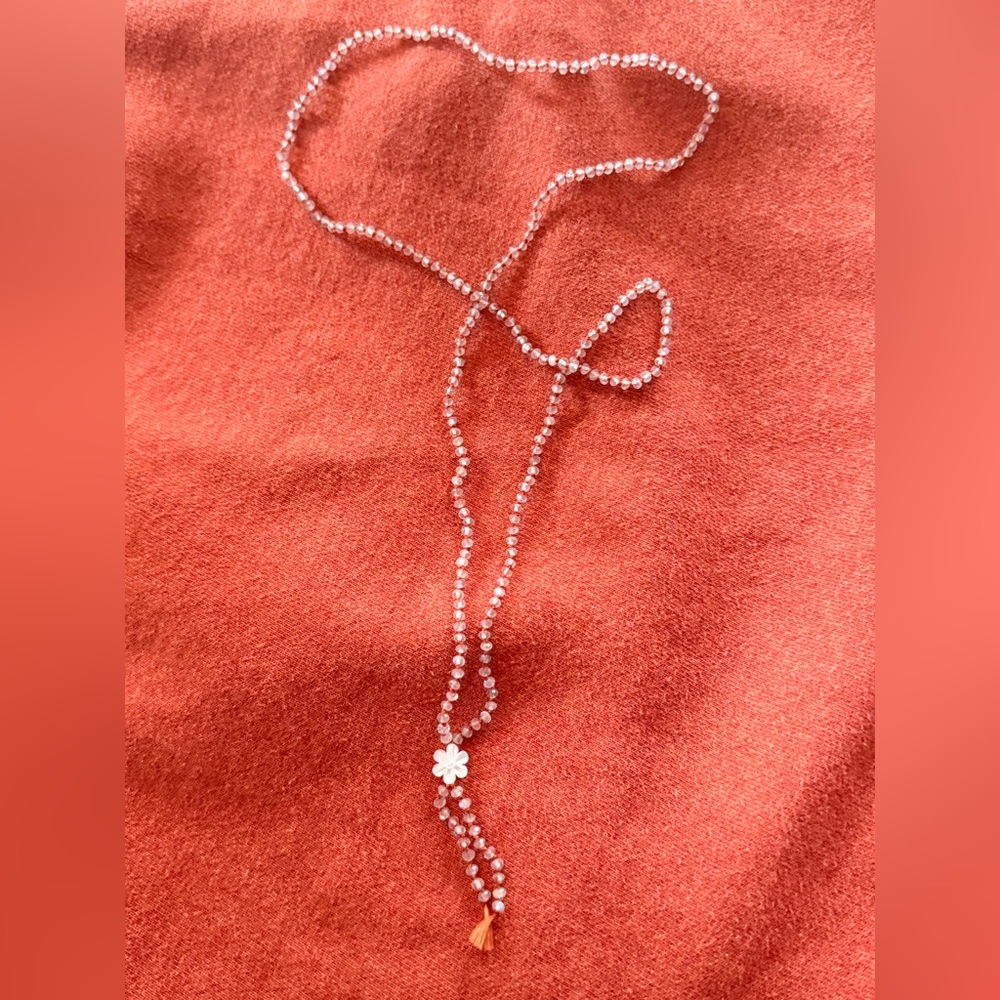 Elegant Pink Beaded Necklace with Flower Pendant